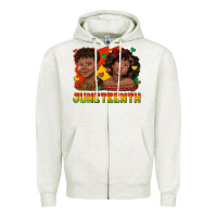 Oatmeal Heather juneteenth with afro black kids Zipper Hoodie - texasbilliewilder