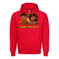 Red juneteenth with afro black kids Zipper Hoodie - texasbilliewilder