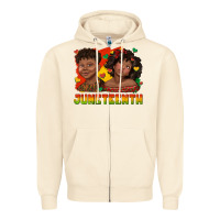 Sandshell juneteenth with afro black kids Zipper Hoodie - texasbilliewilder