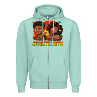 Seafoam juneteenth with afro black kids Zipper Hoodie - texasbilliewilder