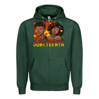 Sports Green juneteenth with afro black kids Zipper Hoodie - texasbilliewilder