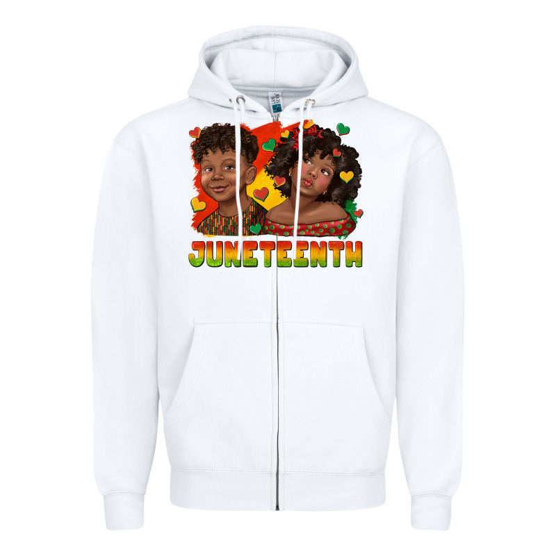 Juneteenth With Afro Black Kids Zipper Hoodie by texasbilliewilder | Teevron