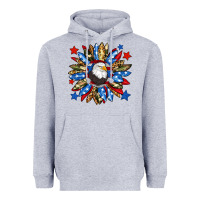 Heather Grey American flag sunflower Heavyweight Hoodie - Neo Western