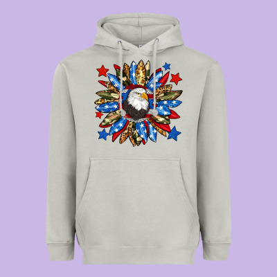 American Flag Sunflower Heavyweight Hoodie Designed By Neo Western