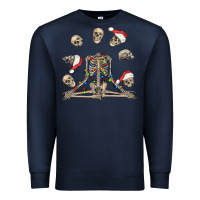 Navy christmas human skeleton and skulls Premium Sweatshirt - FaDigitalArtStudio