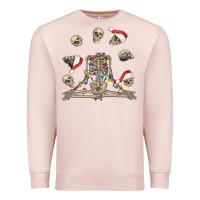 Pale Pink christmas human skeleton and skulls Premium Sweatshirt - FaDigitalArtStudio