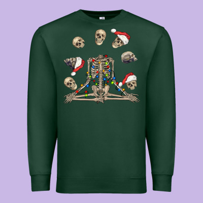 Christmas Human Skeleton And Skulls Premium Sweatshirt Designed By Fadigitalartstudio