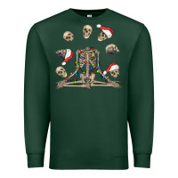 Sports Green christmas human skeleton and skulls Premium Sweatshirt - FaDigitalArtStudio