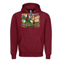 Burgundy happy easter rooster chicken and chick Zipper Hoodie - RanaPortraitStore