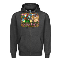 Charcoal Heather happy easter rooster chicken and chick Zipper Hoodie - RanaPortraitStore