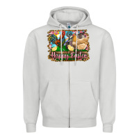 Dove Grey happy easter rooster chicken and chick Zipper Hoodie - RanaPortraitStore
