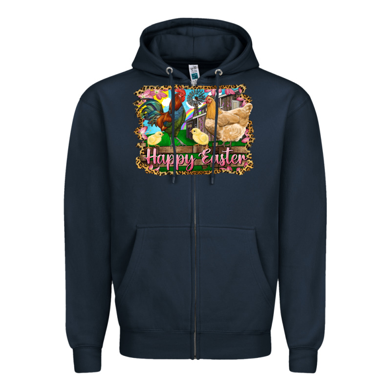Happy Easter Rooster Chicken And Chick Zipper Hoodie by RanaPortraitStore | Teevron