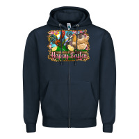 Navy happy easter rooster chicken and chick Zipper Hoodie - RanaPortraitStore