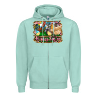 Seafoam happy easter rooster chicken and chick Zipper Hoodie - RanaPortraitStore