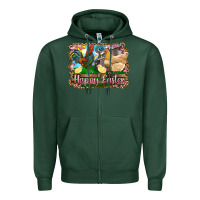 Sports Green happy easter rooster chicken and chick Zipper Hoodie - RanaPortraitStore