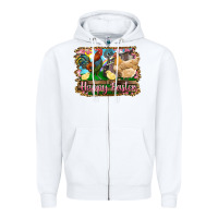 White happy easter rooster chicken and chick Zipper Hoodie - RanaPortraitStore