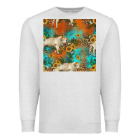 Oatmeal Heather western charolais cow seamless pattern Premium Sweatshirt - HRA Design Shop