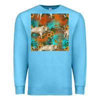 Ocean Blue western charolais cow seamless pattern Premium Sweatshirt - HRA Design Shop