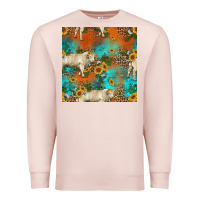 Pale Pink western charolais cow seamless pattern Premium Sweatshirt - HRA Design Shop