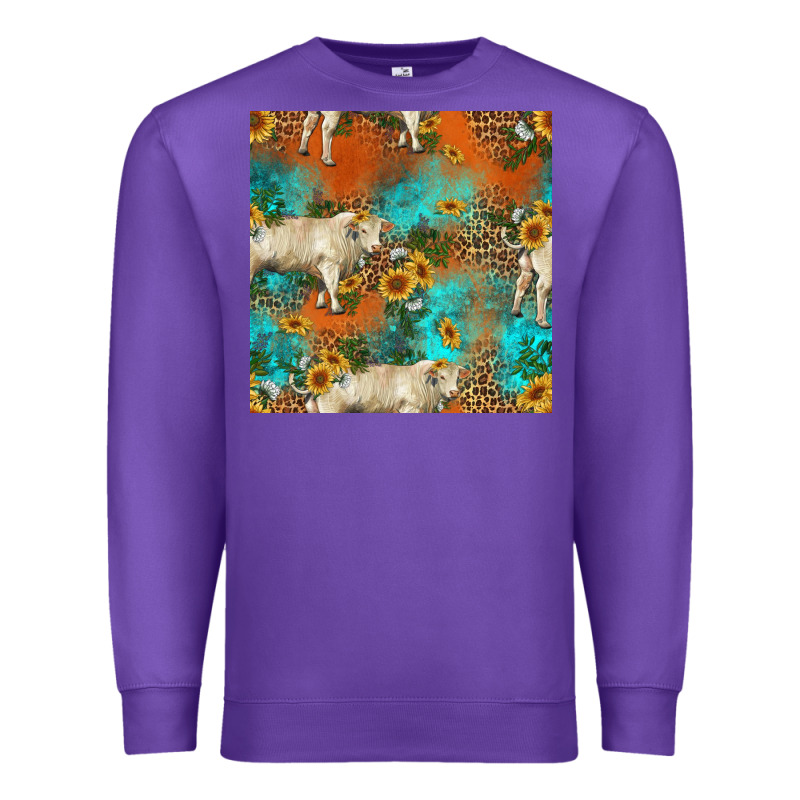 Western Charolais Cow Seamless Pattern Premium Sweatshirt by HRA Design Shop | Teevron