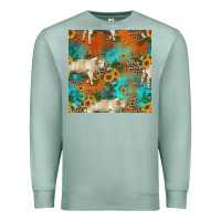 Seafoam western charolais cow seamless pattern Premium Sweatshirt - HRA Design Shop