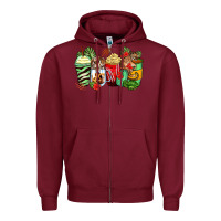 Burgundy tiger coffee cups Zipper Hoodie - Zillion Design Studio
