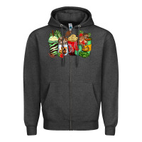 Charcoal Heather tiger coffee cups Zipper Hoodie - Zillion Design Studio