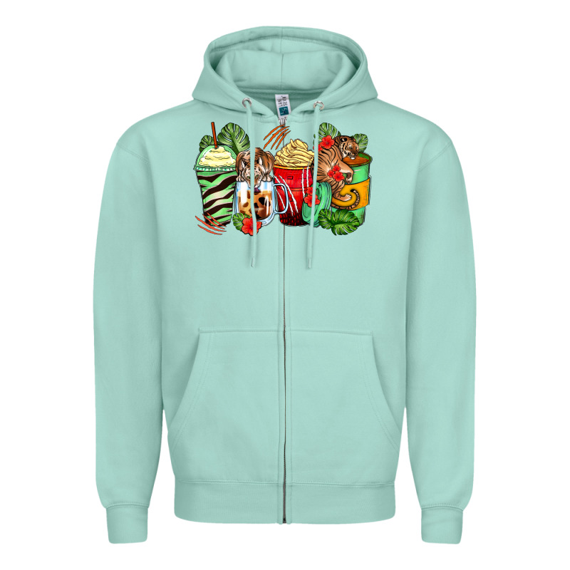 Tiger Coffee Cups Zipper Hoodie by Zillion Design Studio | Teevron