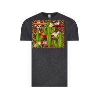 Vintage Black aztec cowhide cactus background Vintage Tee - Artiststas