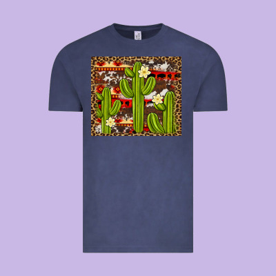 Aztec Cowhide Cactus Background Vintage Tee Designed By Artiststas