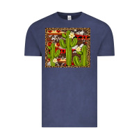 Vintage Denim aztec cowhide cactus background Vintage Tee - Artiststas