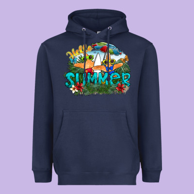 Hello Summer Heavyweight Hoodie Designed By Sublimationcraftshop