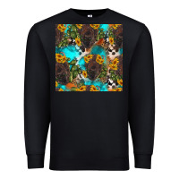 Black western bison and sunflowers seamless pattern Premium Sweatshirt - HRA Design Shop