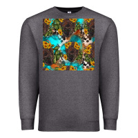 Charcoal Heather western bison and sunflowers seamless pattern Premium Sweatshirt - HRA Design Shop