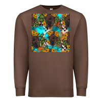 Chestnut western bison and sunflowers seamless pattern Premium Sweatshirt - HRA Design Shop