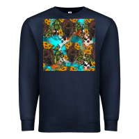 Navy western bison and sunflowers seamless pattern Premium Sweatshirt - HRA Design Shop