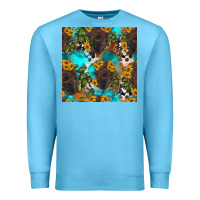 Ocean Blue western bison and sunflowers seamless pattern Premium Sweatshirt - HRA Design Shop