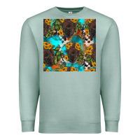 Seafoam western bison and sunflowers seamless pattern Premium Sweatshirt - HRA Design Shop