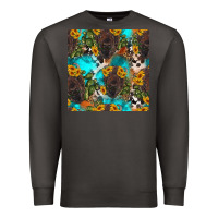 Smoke western bison and sunflowers seamless pattern Premium Sweatshirt - HRA Design Shop