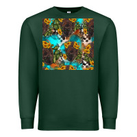 Sports Green western bison and sunflowers seamless pattern Premium Sweatshirt - HRA Design Shop