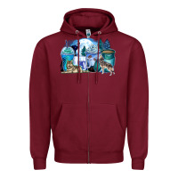 Burgundy wolf coffee cups Zipper Hoodie - Zillion Design Studio