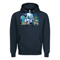Navy wolf coffee cups Zipper Hoodie - Zillion Design Studio