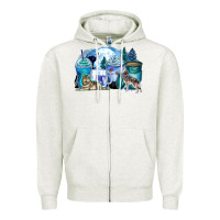 Oatmeal Heather wolf coffee cups Zipper Hoodie - Zillion Design Studio