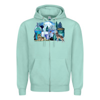 Seafoam wolf coffee cups Zipper Hoodie - Zillion Design Studio