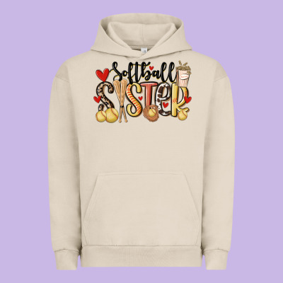 Softball Sister Urban Hoodie Designed By Maliassmallbusiness