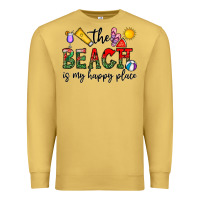 Antique Gold the beach is my happy place Premium Sweatshirt - CowhideDigitalArt