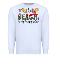 White the beach is my happy place Premium Sweatshirt - CowhideDigitalArt