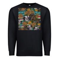 Black western two cute heifers seamless pattern Premium Sweatshirt - HRA Design Shop