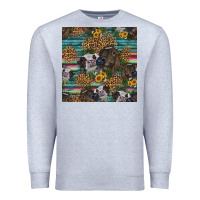 Heather Grey western two cute heifers seamless pattern Premium Sweatshirt - HRA Design Shop