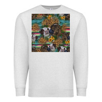 Oatmeal Heather western two cute heifers seamless pattern Premium Sweatshirt - HRA Design Shop